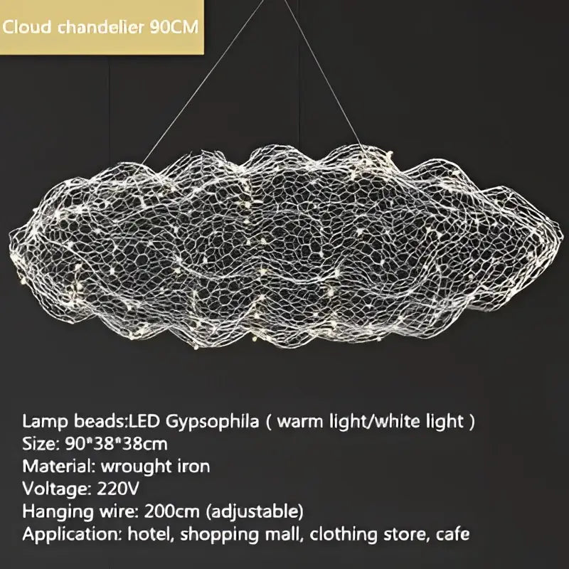 A golden mesh cloud pendant light with warm led decorbites cloud light design for nordic designer pendant use