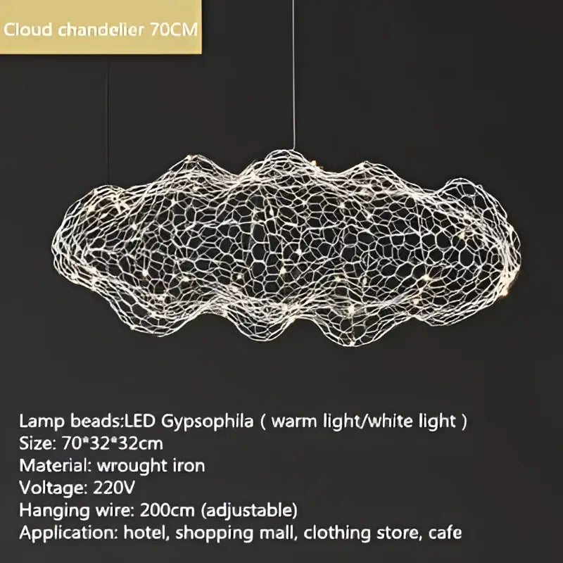 Silver cloud pendant light with delicate wire mesh and embedded led gypsophila bulbs nordic designer decorbites cloud light