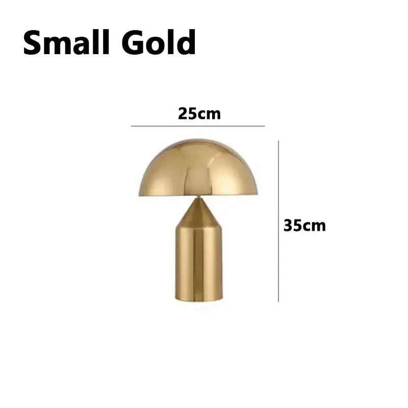 Small gold mushroom crystal table lamp with polished metallic finish and minimalist design for bedroom decorbites golden mushroom decor