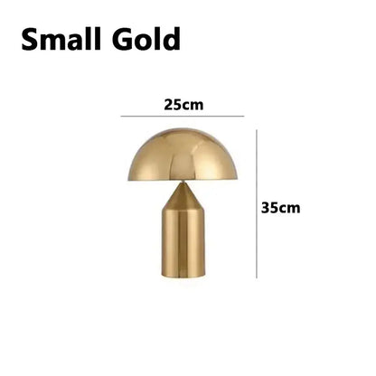 Small gold mushroom crystal table lamp with polished metallic finish and minimalist design for bedroom decorbites golden mushroom decor