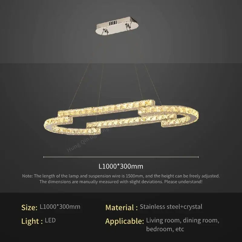 Modern oval-shaped led circular crystal pendant light with stainless steel frame and crystal accents for living room decorbites circular crystal