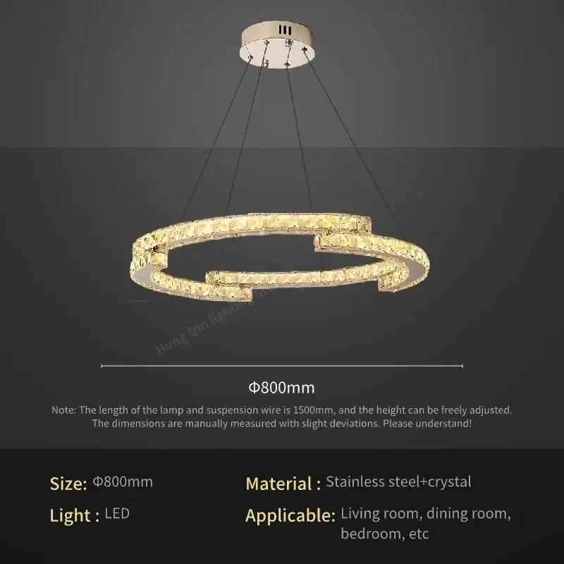Golden spiral circular crystal pendant light with stainless steel frame and crystal accents for contemporary decorbites circular crystal decor