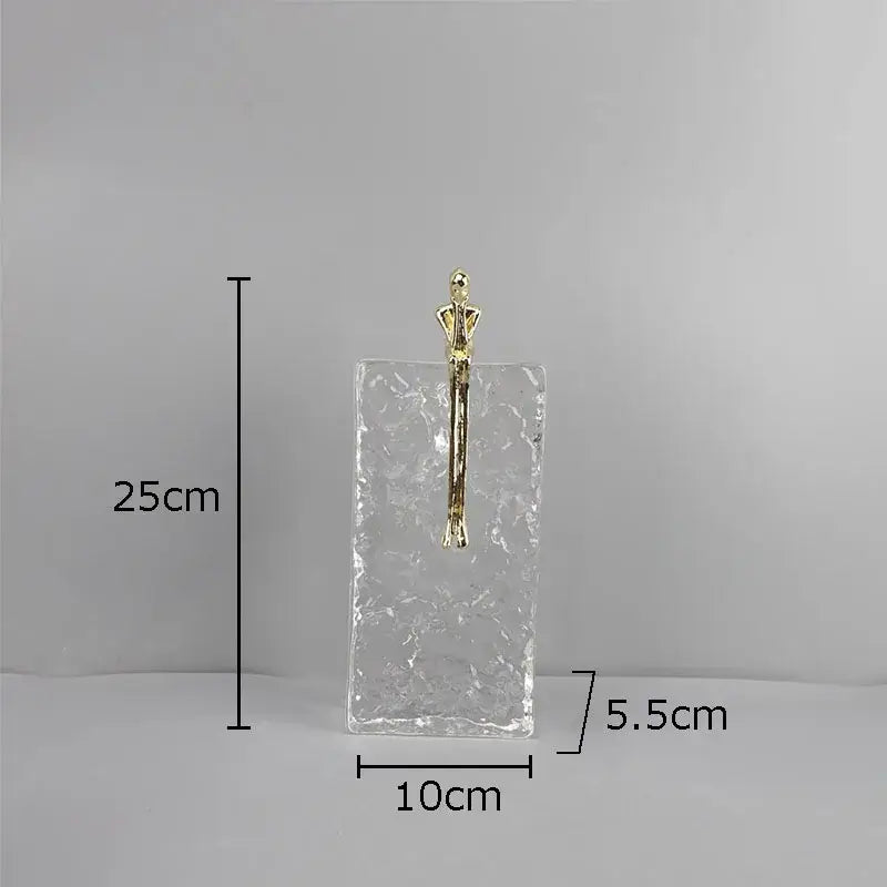Clear textured glass bookend with gold-toned figurine for decorbites golden thinker ice crystal living room decor