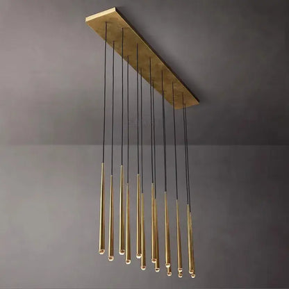A modern brass water drop ceiling chandelier with crystal water drop pendants and black cords for living room decorbites crystal water