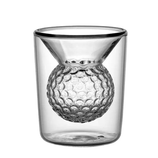 Clear thickened glass ball double tumbler with textured golf ball design ideal for decorbites golf ball dining room decor