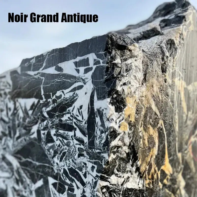 Grand antique black and white marble storage jar with intricate white veining and subtle gold streaks by decorbites grand antique