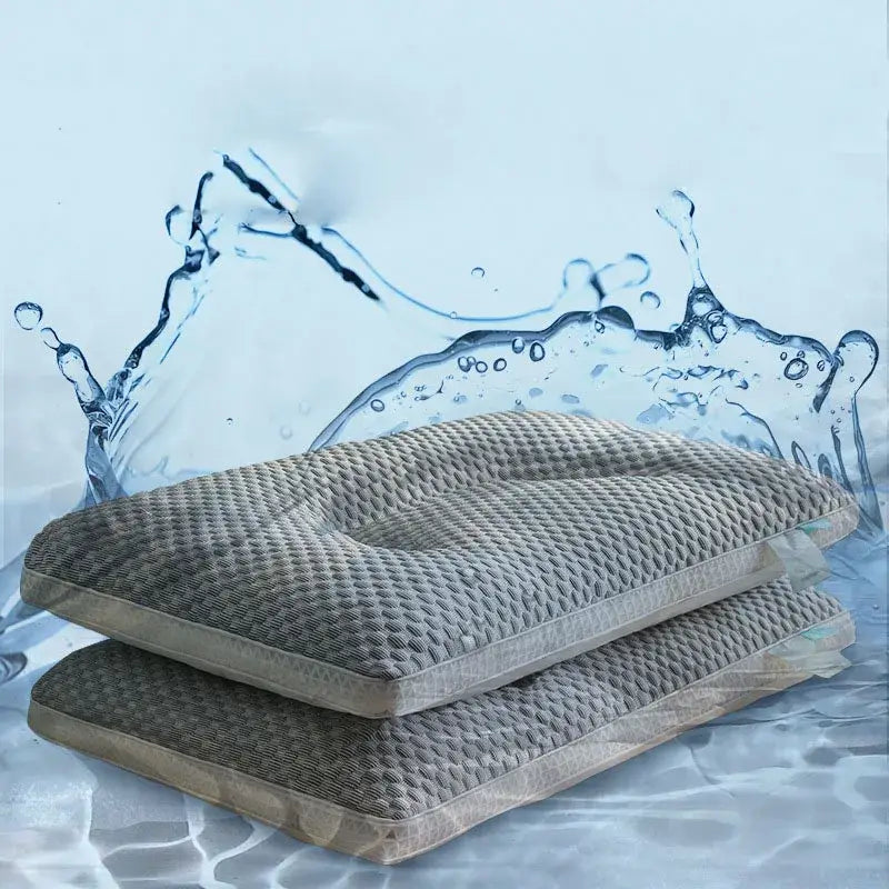 Gray and beige honeycomb ice rayon cooling pillow memory foam with central cutout for neck support decorbites ice rayon cooling pillow