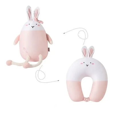 Gray and black penguin neck pillow with decorbites cute plush design featuring soft ears and embroidered facial details for travel