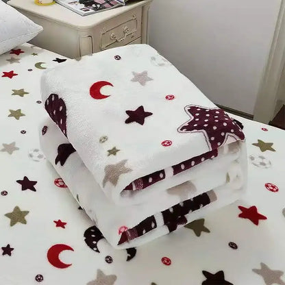 White plush throw blanket with embroidered stars and moons in maroon and gold for decorbites fruit love heart sofa decorbites