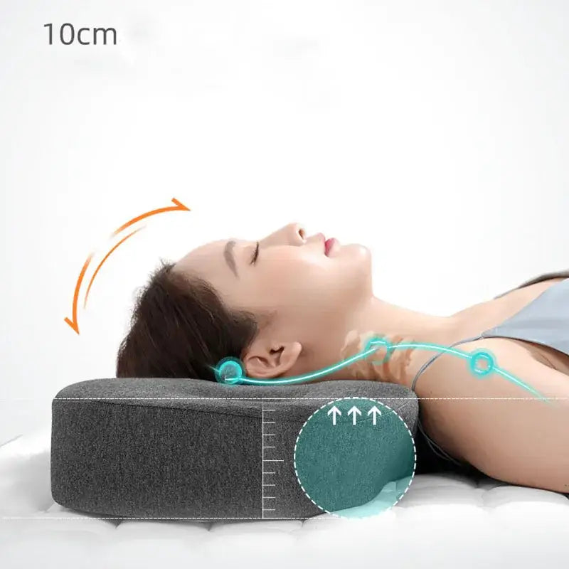 Dark gray textured butterfly memory foam cervical support pillow with ergonomic contouring for neck support