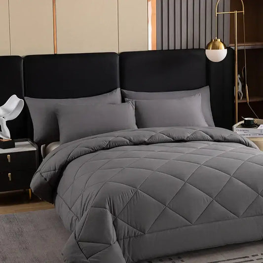 Gray diamond quilted king size quilt set featuring a soft comforter with a diamond-stitched pattern for decorbites king size bedding