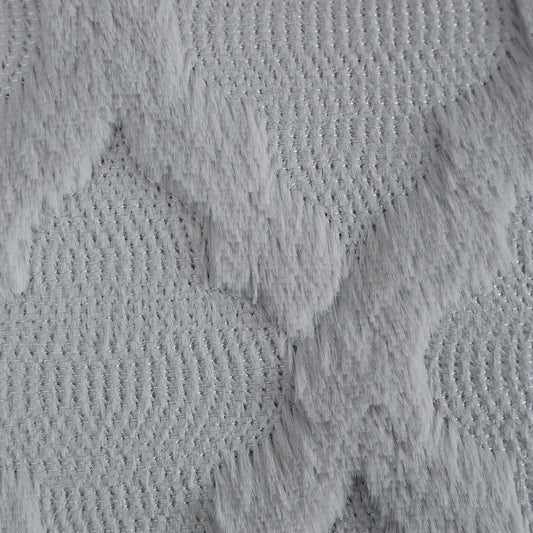 Gray fluffy embroidery cushion cover with woven textured fabric and frayed sections for living room decorbites decor