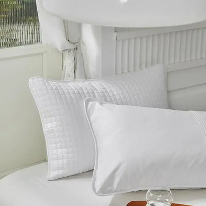 White quilted cotton pillowcase shield with diamond pattern decorbites cotton pillowcase for sweat protection