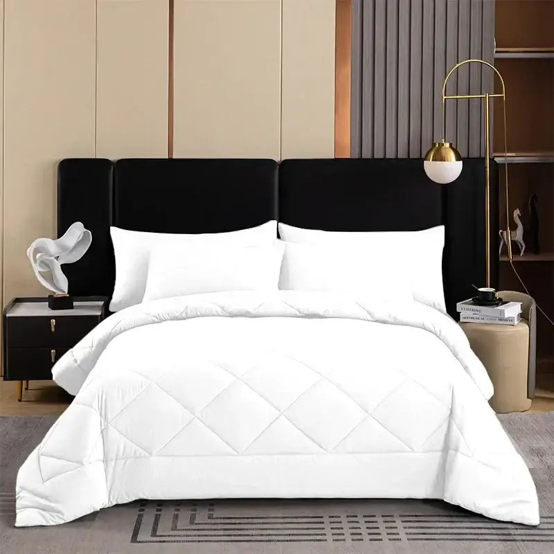 White quilted comforter with diamond-stitched pattern in gray quilted cozy quilt set for bedroom decorbites cozy quilt