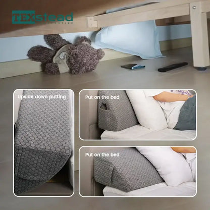 Gray hexagonal patterned memory foam bed wedge pillow from texstead for bedroom mattress gap filler and support