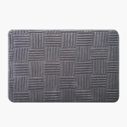 Gray textured striped floor mat with woven pattern non slip carpet for bathroom use