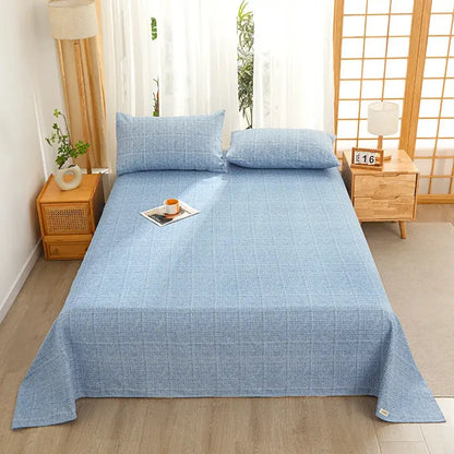Light blue textured cotton bedspread with subtle grid pattern for decorbites cartoon printed bedroom decor