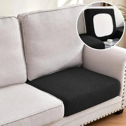 Black textured fabric sectional sofa couch cover with green jacquard living room cushion case design