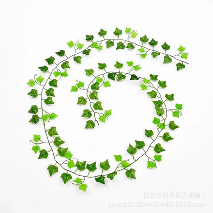 Green silk artificial ivy hanging garland with detailed leaf patterns and thin wire stems for decorbites green silk decor