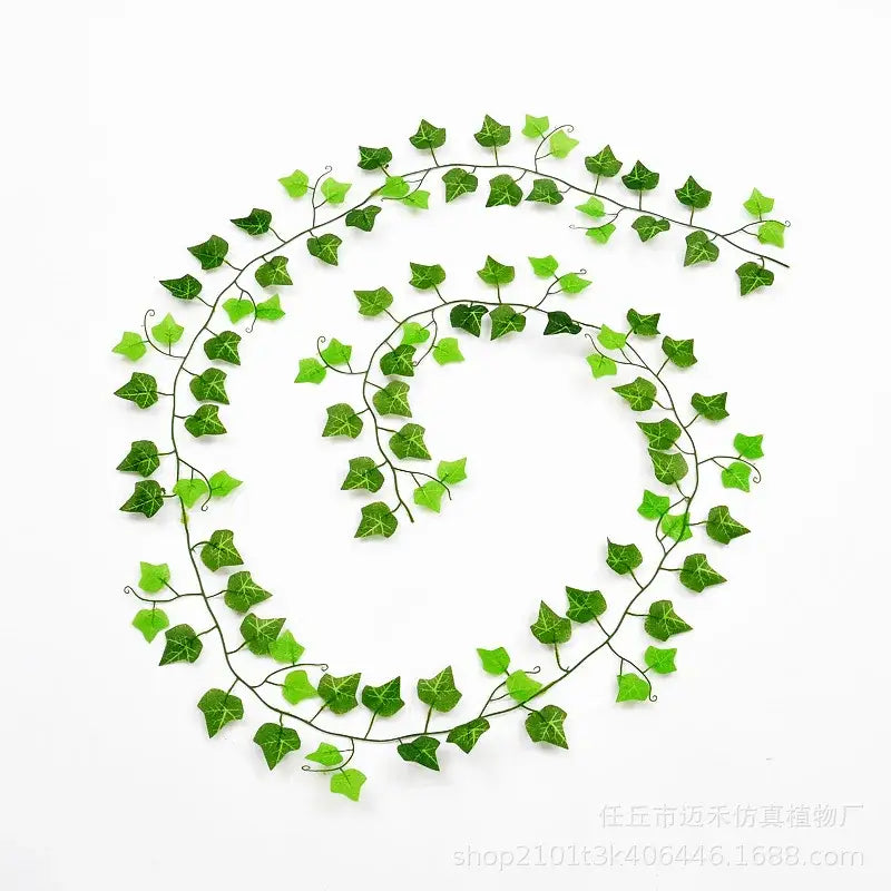 Green silk artificial ivy hanging garland with detailed leaf patterns and thin wire stems for decorbites green silk decor