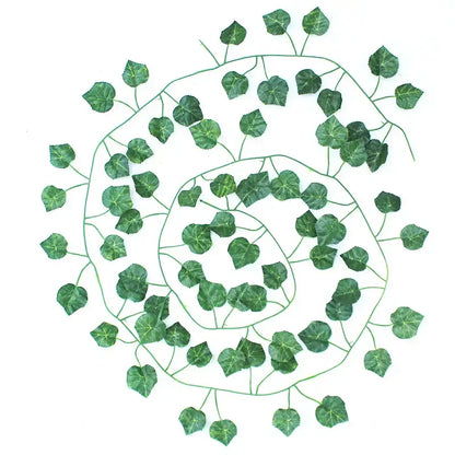 Green silk artificial ivy hanging garland with heart-shaped leaves and thin stems for decorbites green silk decor