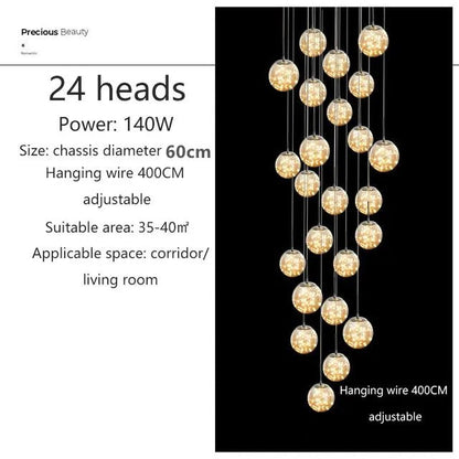 Gypsophila Glass Bubble Staircase Pendant Chandelier - Decorbites