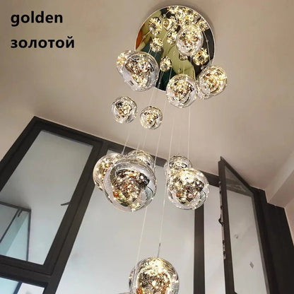 Gypsophila Glass Bubble Staircase Pendant Chandelier - Decorbites