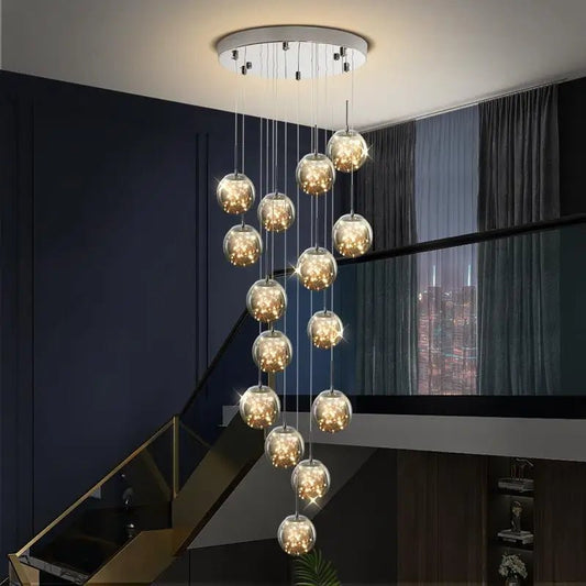 Gypsophila Glass Bubble Staircase Pendant Chandelier - Decorbites