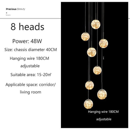 Gypsophila Glass Bubble Staircase Pendant Chandelier - Decorbites