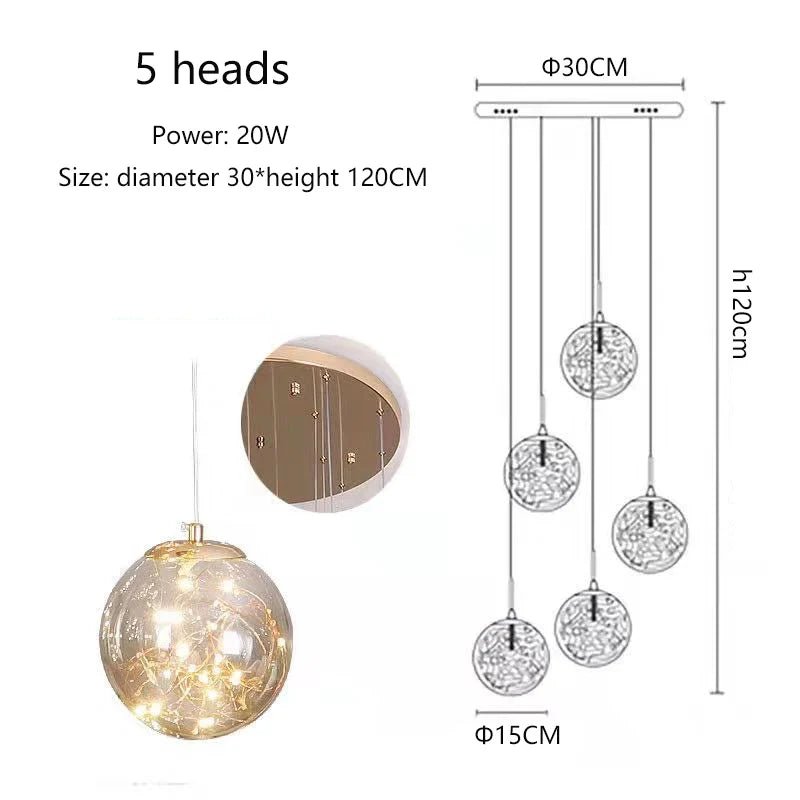 Gypsophila Glass Bubble Staircase Pendant Chandelier - Decorbites