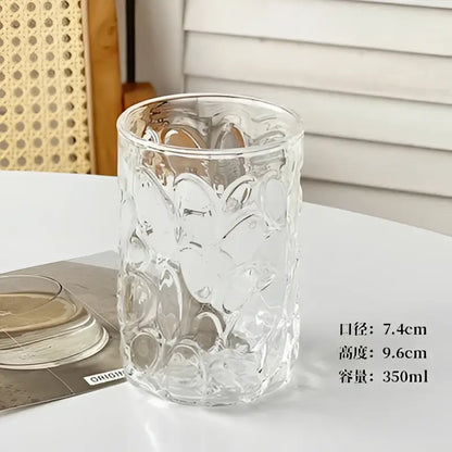 Hammered clear glass cafe coffee cup with textured bubble pattern ideal as decorbites glass cafe kitchen tumbler