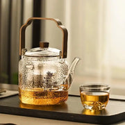 Hammered floral glass teapot with bronze handle and lid knob by decorbites glass teapot for kitchen brewing