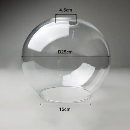 Hand blown clear glass globe lampshade with 25cm diameter and 15cm base for living room lighting
