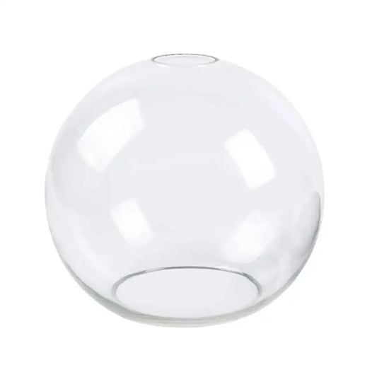 Hand blown clear glass globe lampshade with smooth transparent surface and subtle reflective highlights for living room lighting