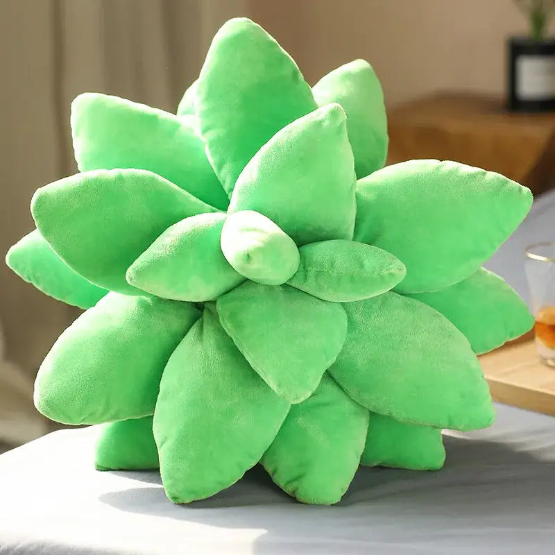 Bright green handcrafted lavender succulent cactus flower throw pillow with soft rounded leaves for decorbites 3d succulent decor