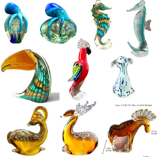 Handmade colorful crystal sika deer figurine in vibrant glass colors for living room decor collection