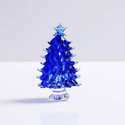 Handmade cobalt blue crystal christmas tree mini figurine with star topper on clear base for decorbites crystal christmas decor