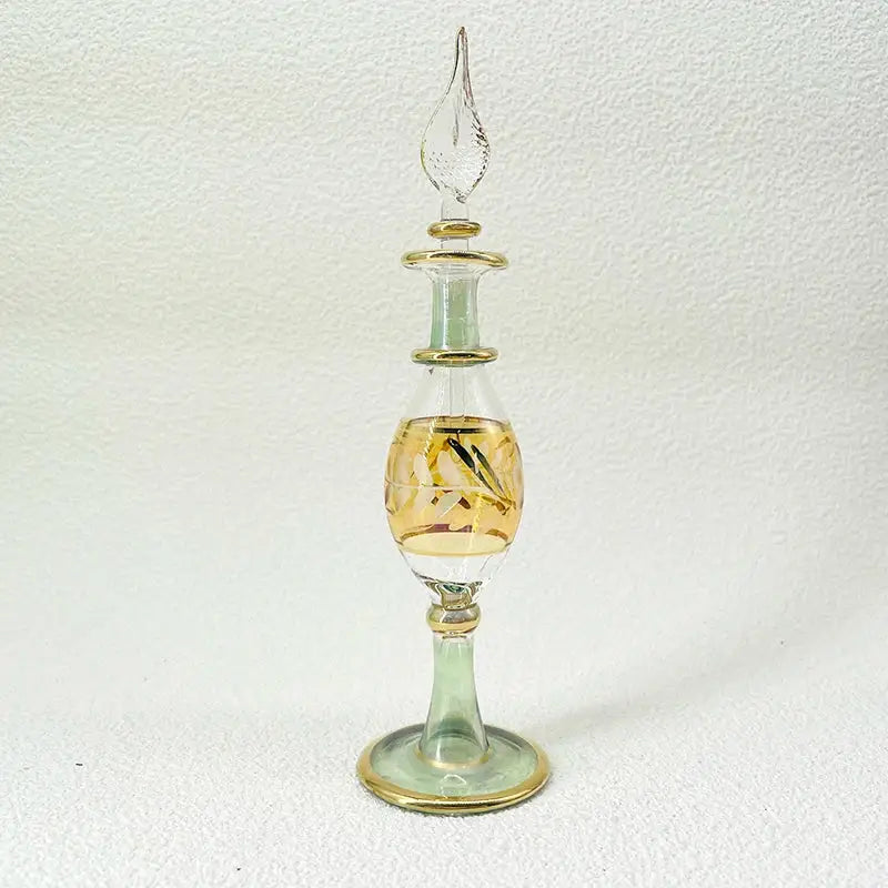 Handmade glass bottle exquisite ornament with slender clear glass and gold accents for living room decor