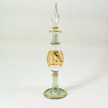 Handmade glass bottle exquisite ornament with slender clear glass and gold accents for living room decor