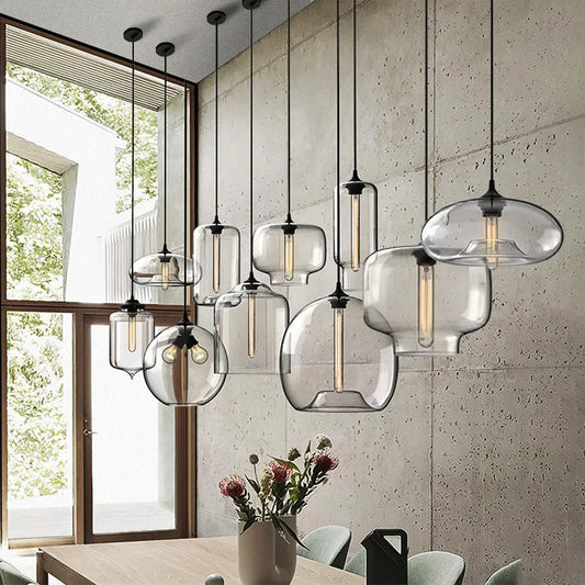 Handmade Glass Nordic Pendant Light With Chrome Finish