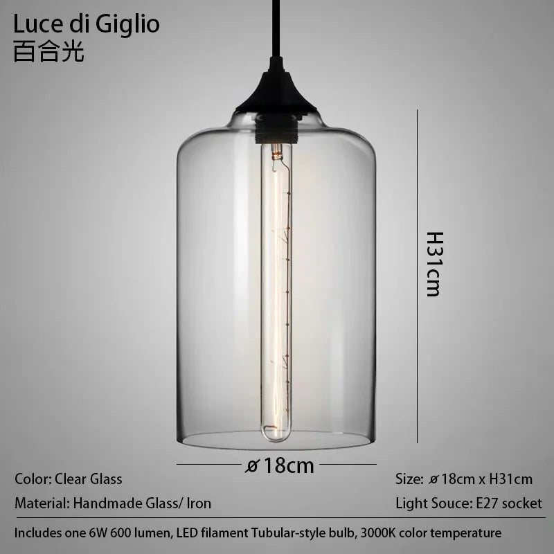 Handmade Glass Nordic Pendant Light With Chrome Finish - Decorbites