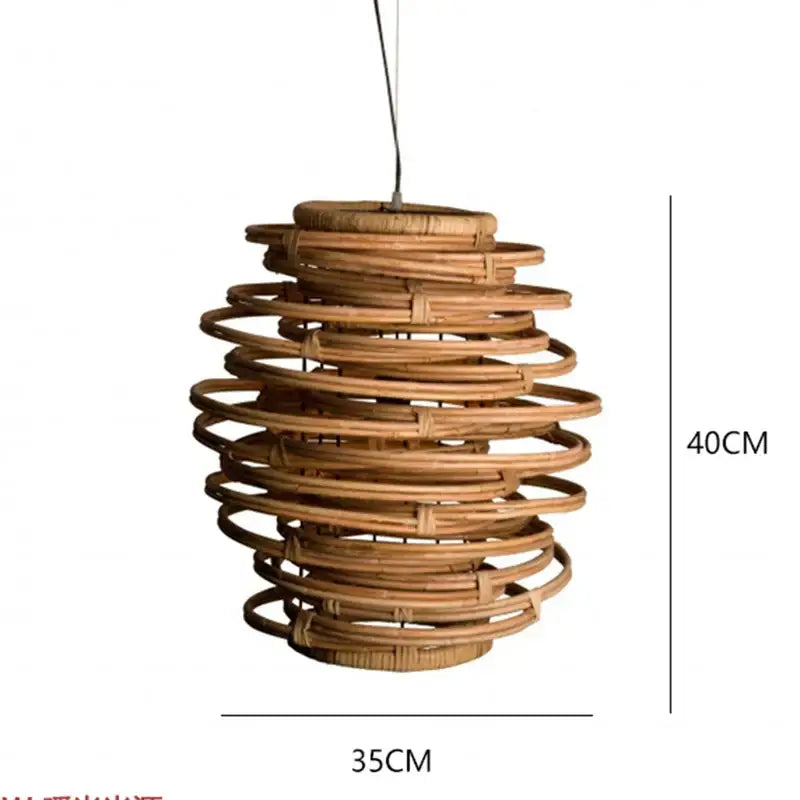 Natural-toned handmade tiered bamboo birdnest pendant light with concentric circular rings for bedroom decorbites bamboo birdnest