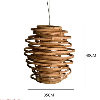 Natural-toned handmade tiered bamboo birdnest pendant light with concentric circular rings for bedroom decorbites bamboo birdnest