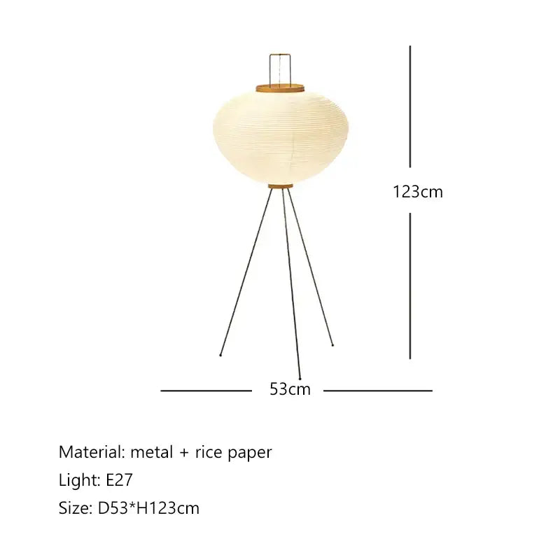 Handmade wabi sabi cream floor lamp with rice paper shade wooden top and metal tripod base for living room decorbites handmade wabi