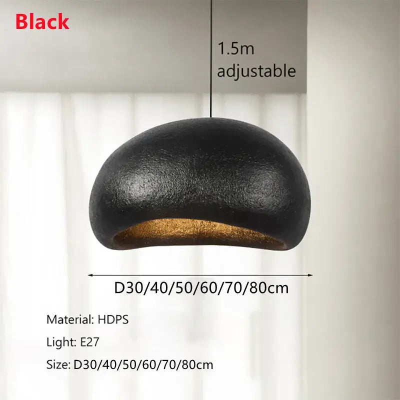 Black hdps pendant lamp with matte finish and gold interior lining for decorbites handmade wabi sabi dining lighting