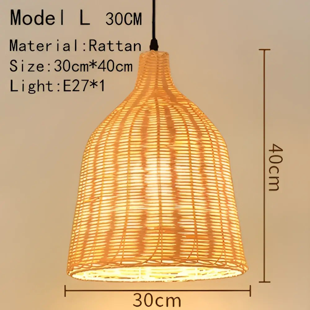 Handwoven black woven pendant light in warm-toned rattan with conical shape for dining room lighting