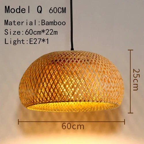 Handwoven Rattan Bamboo Pendant Light in Black - Decorbites