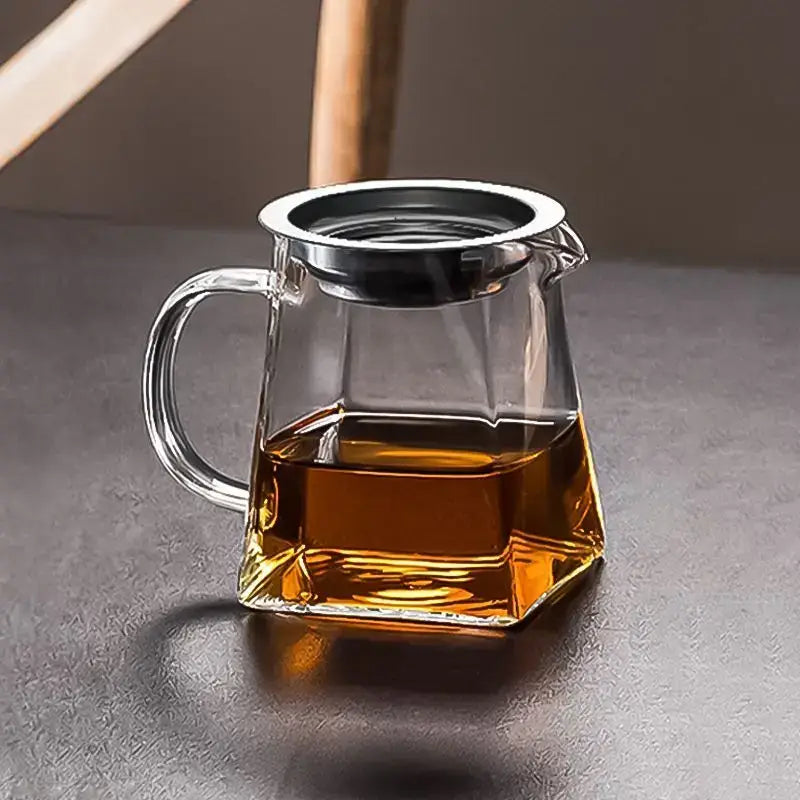 Clear glass hexagonal teapot with stainless steel lid and handle for heat resistant glass fair cup kung fu tea set use
