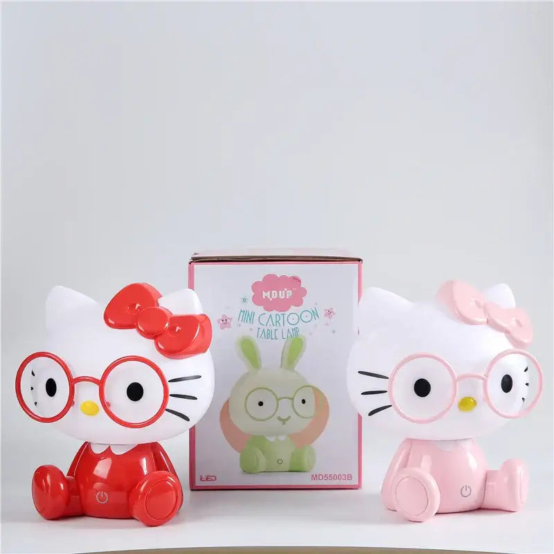 Hello kitty red and pink cartoon animal night light bedroom lamps with bows and glasses decorbites cartoon animal