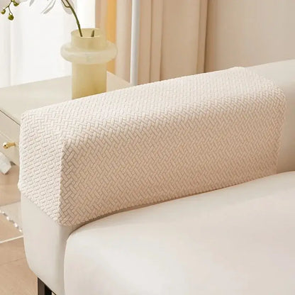 Beige knit fleece herringbone textured fabric sofa backrest cover showing the back side for living room set